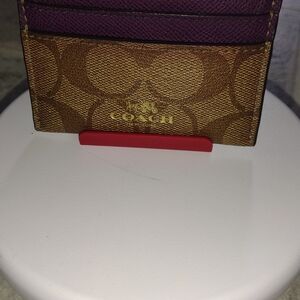 Coach Purple and Tan Card Holder